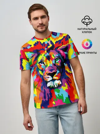 Мужская базовая футболка / Лев Artistic Art