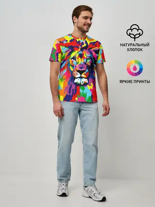 Мужская базовая футболка / Лев Artistic Art