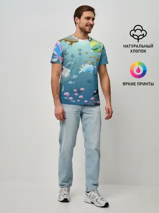 Мужская базовая футболка / Мультяшные рыбки | Пляжная