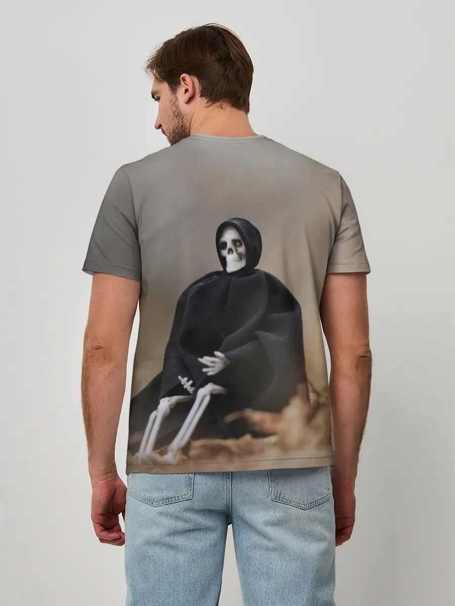 Мужская базовая футболка / Сидячий Скелет