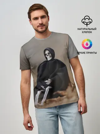 Мужская базовая футболка / Сидячий Скелет