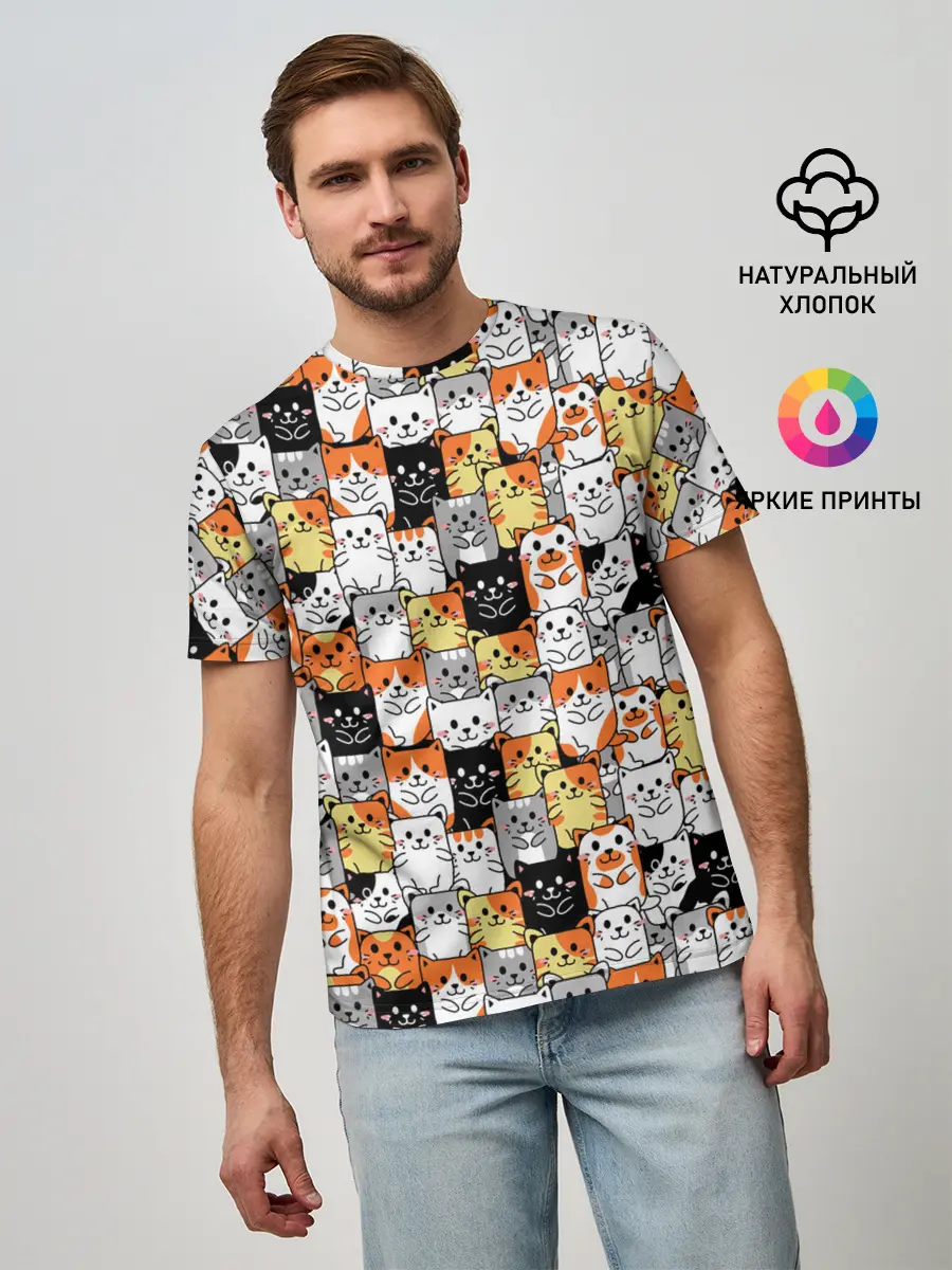 Мужская базовая футболка / Котики