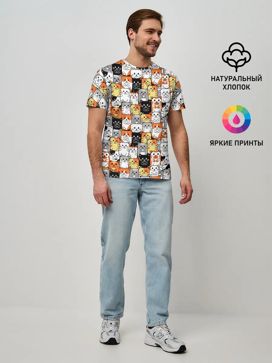 Мужская базовая футболка / Котики