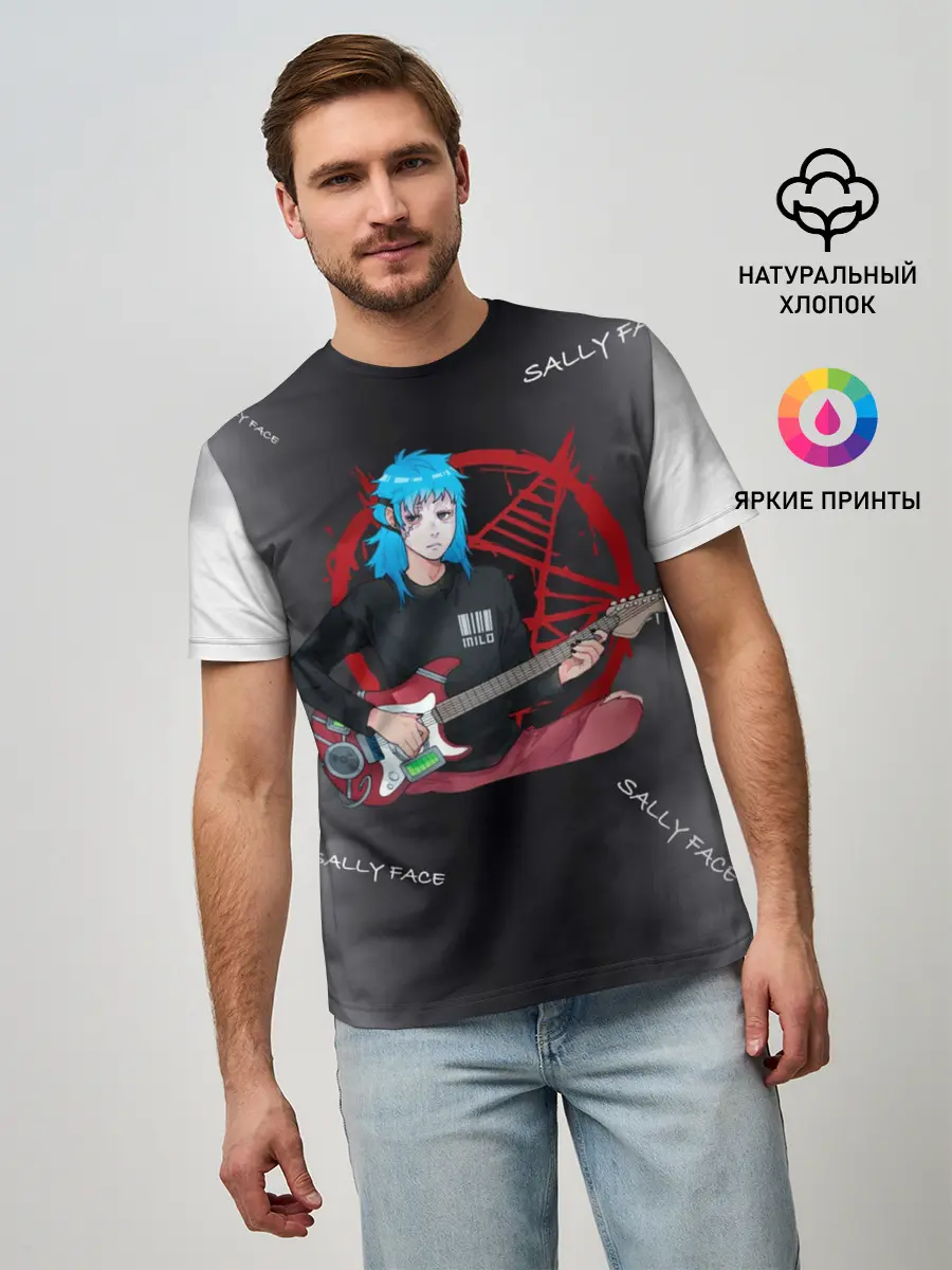 Мужская базовая футболка / Sally Face with a Guitar