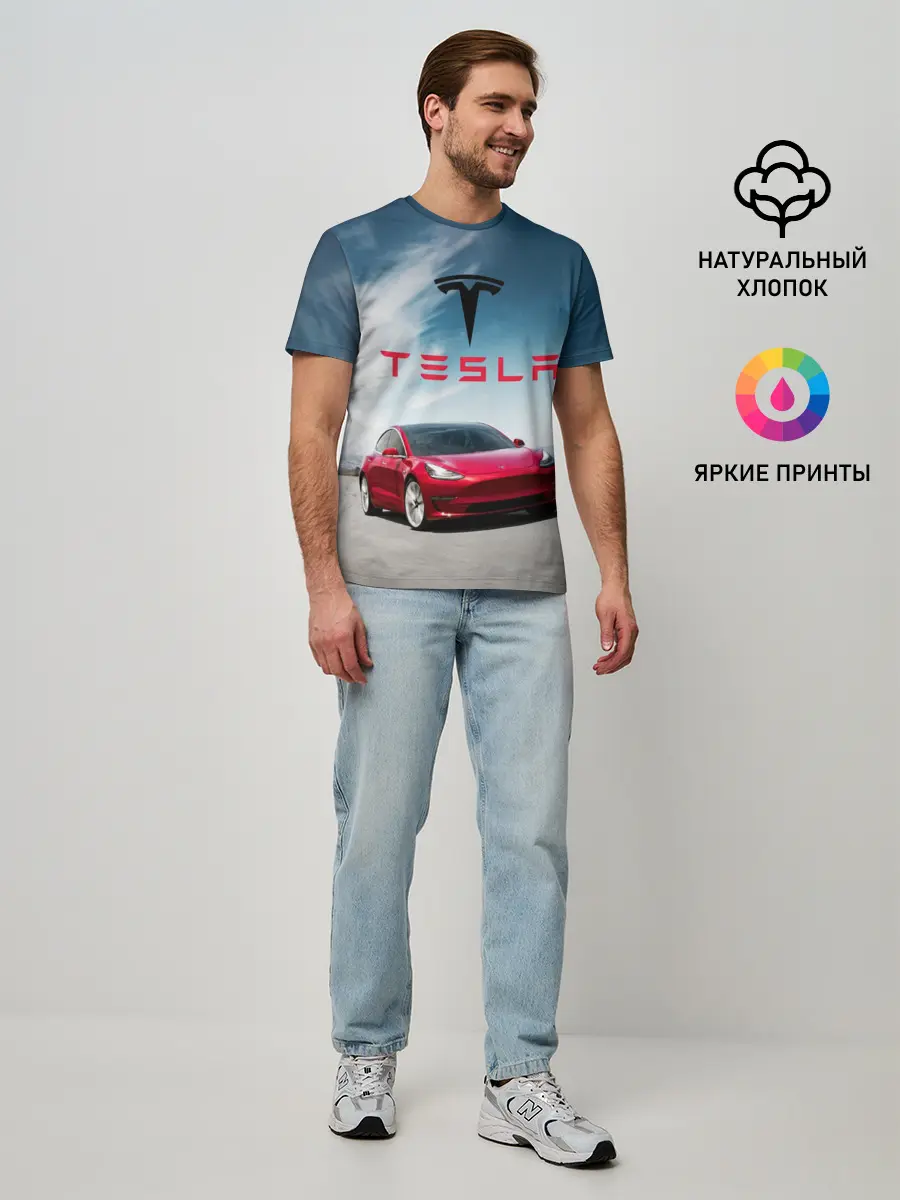 Мужская базовая футболка / Tesla Model 3