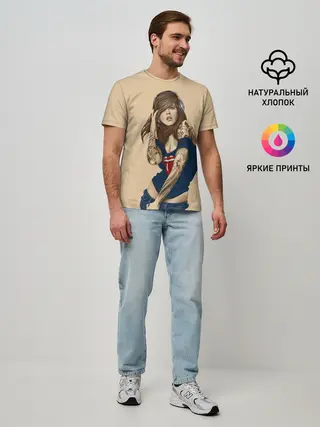 Мужская базовая футболка / ДевушКа слушает Музыку