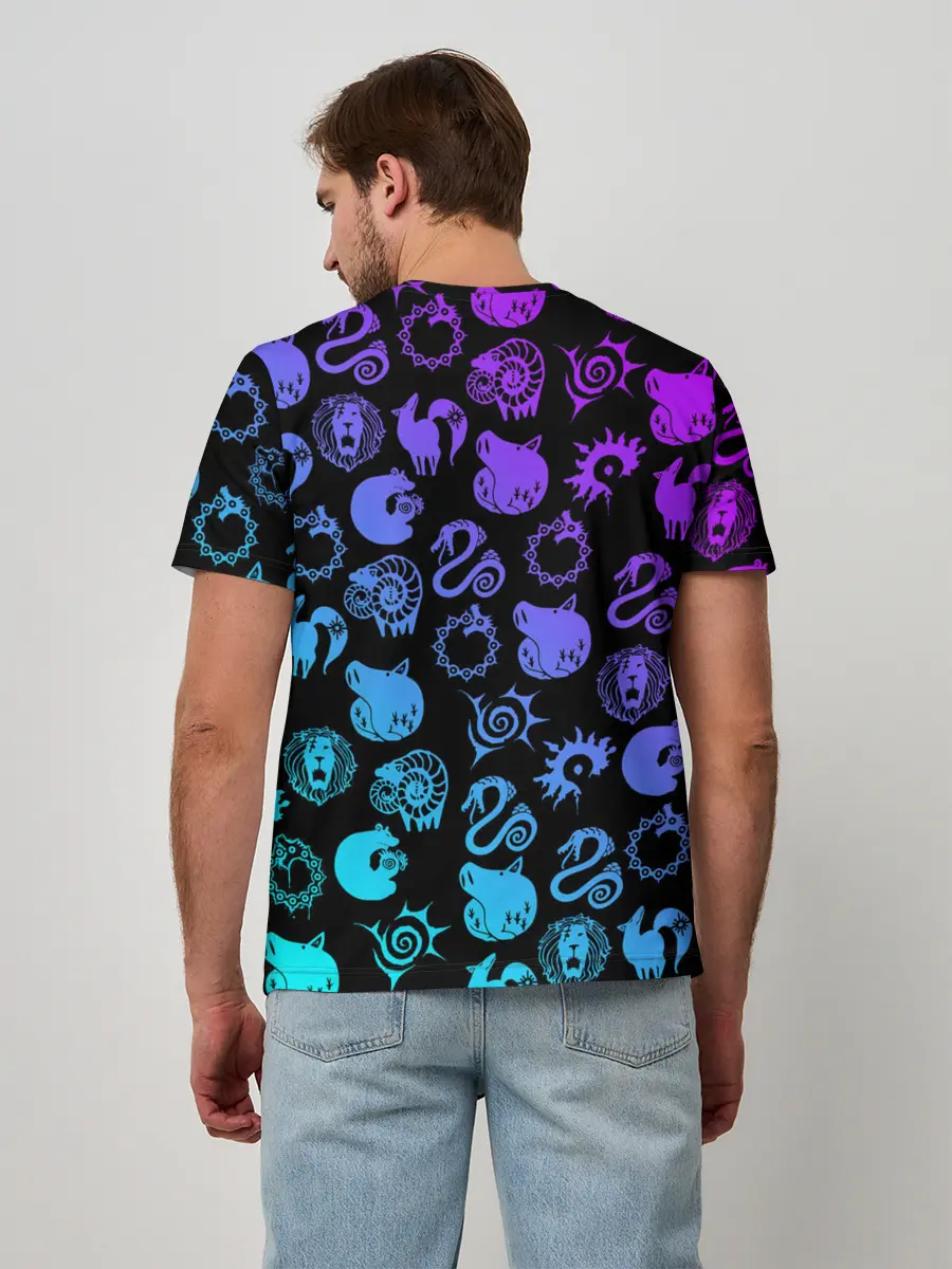 Мужская базовая футболка / 7 СМЕРТНЫХ ГРЕХОВ НЕОН ЭМБЛЕМЫ