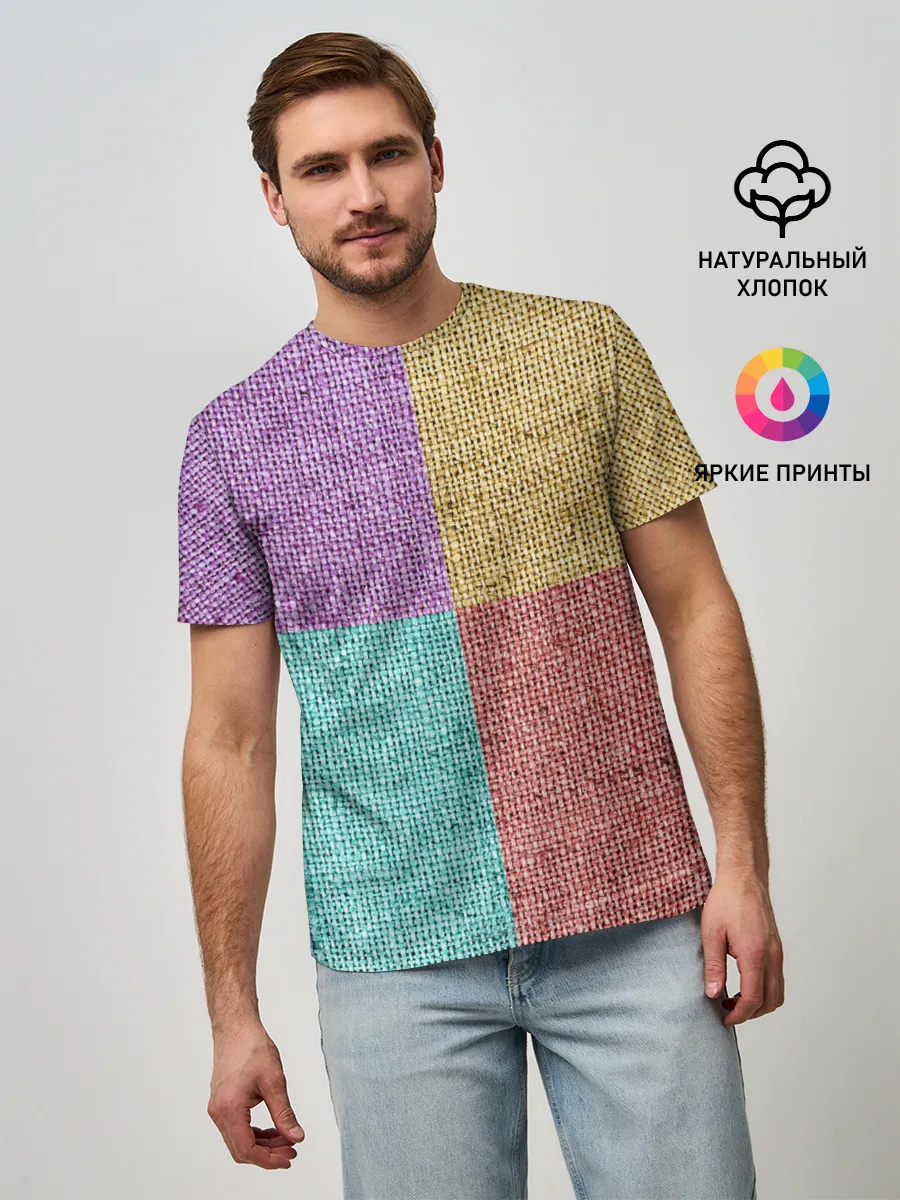 Мужская базовая футболка / Burlap Patchwork