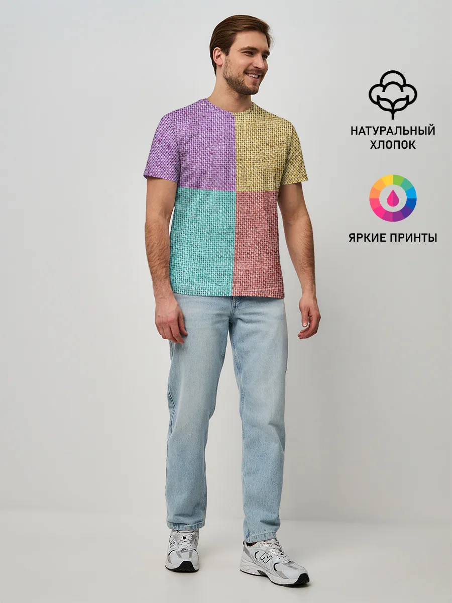 Мужская базовая футболка / Burlap Patchwork