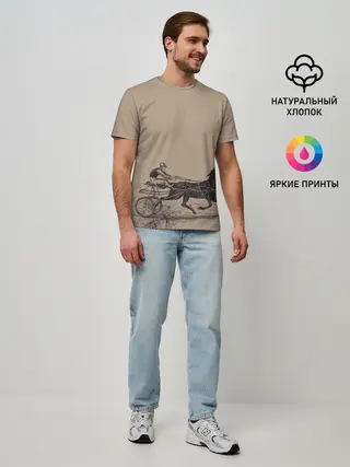 Мужская базовая футболка / лошадь с колесницей