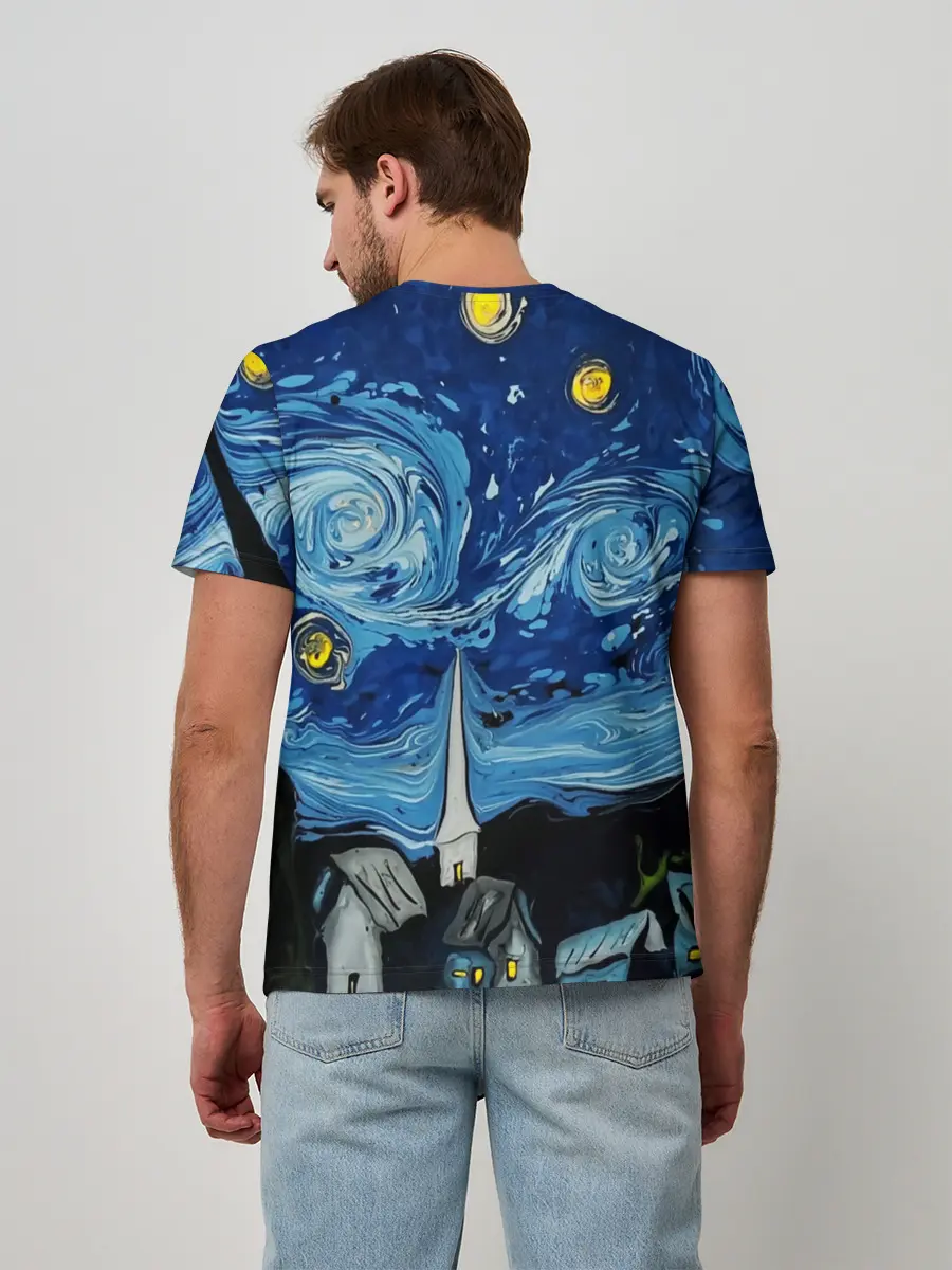 Мужская базовая футболка / ЗВЁЗДНАЯ НОЧЬ ВАНГОГ