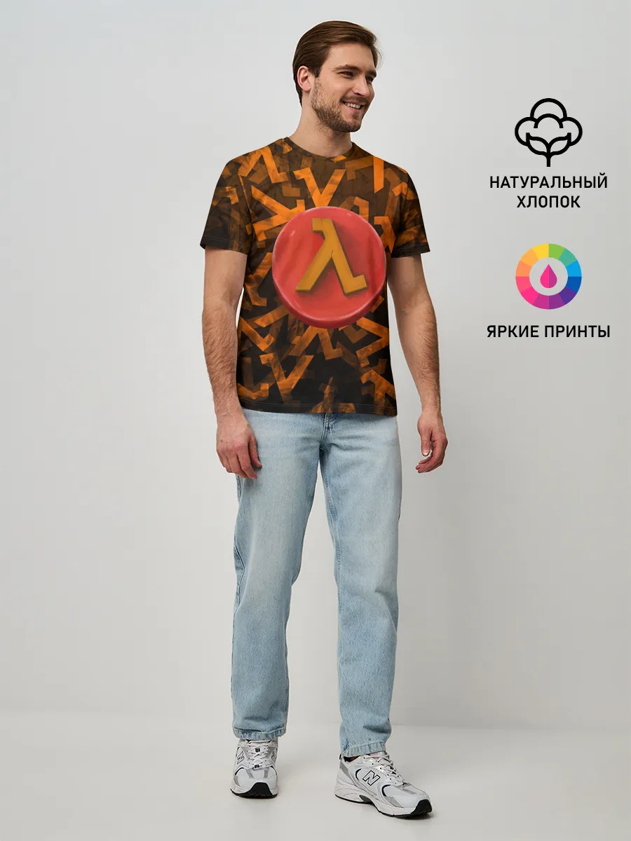 Мужская базовая футболка / ЛОГО КНОПКА | HALF-LIFE