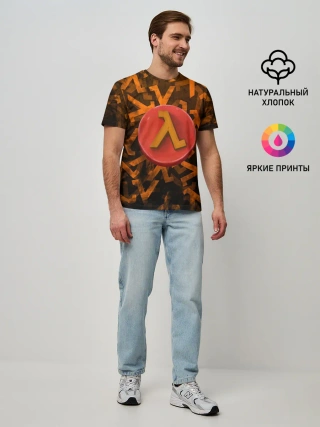 Мужская базовая футболка / ЛОГО КНОПКА | HALF-LIFE