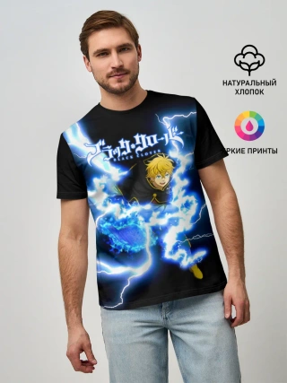 Мужская базовая футболка / Чёрный клевер удар молнии