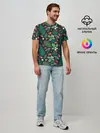 Мужская базовая футболка / Лесные листочки цветочки