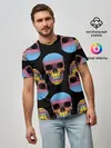 Мужская базовая футболка / Neon skull