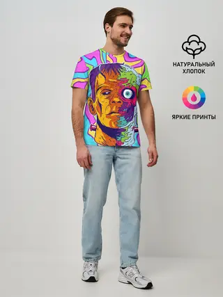 Мужская базовая футболка / Психоделический Франкенштейн