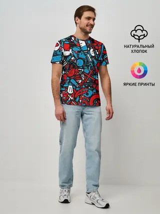 Мужская базовая футболка / Красно синие безумие
