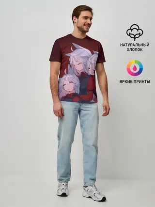 Мужская базовая футболка / Cerberus обнимаются втроем Helltaker