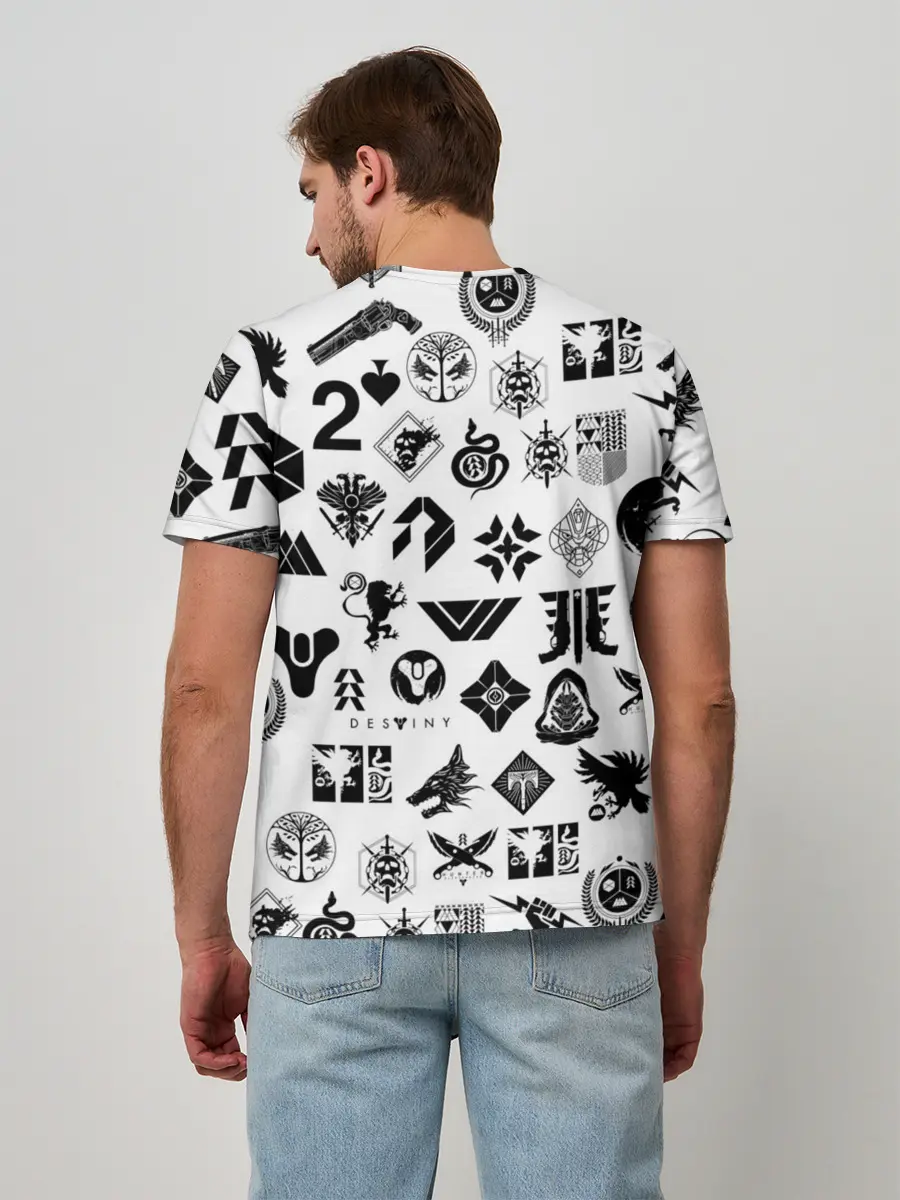 Мужская базовая футболка / DESTINY 2 LOGO PATTERN / ДЕСТИНИ