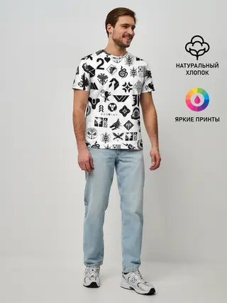 Мужская базовая футболка / DESTINY 2 LOGO PATTERN / ДЕСТИНИ
