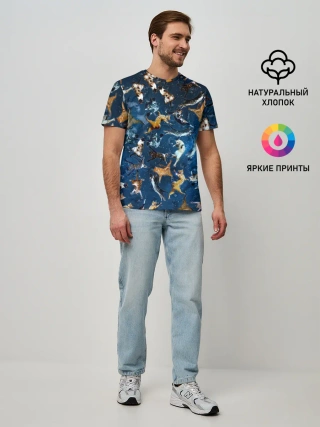 Мужская базовая футболка / Космические коты