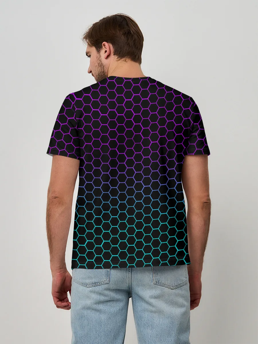 Мужская базовая футболка / НЕОНОВЫЕ СОТЫ