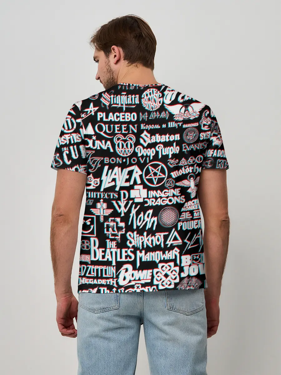 Мужская базовая футболка / ЛОГОТИПЫ РОК ГРУПП GLITCH