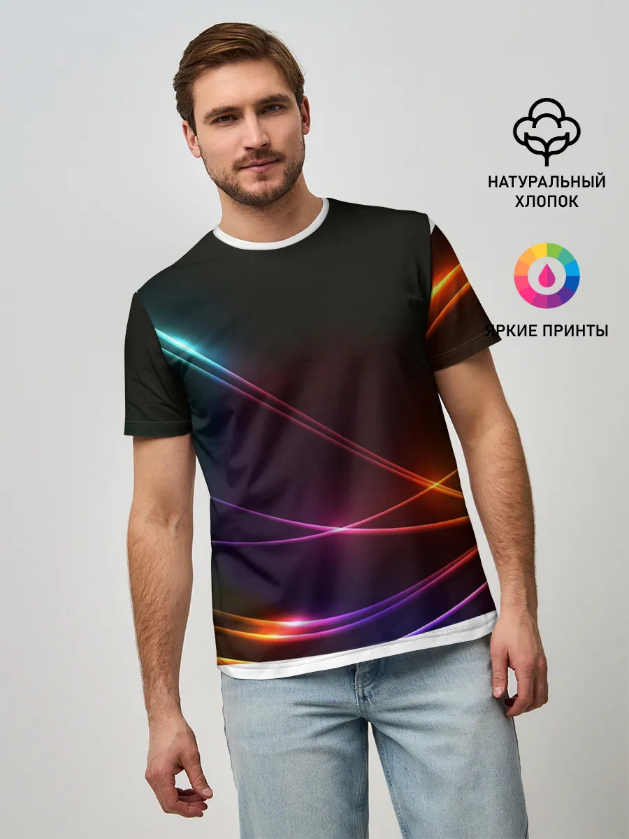 Мужская базовая футболка / Неоновые Линии