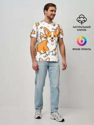 Мужская базовая футболка / Корги