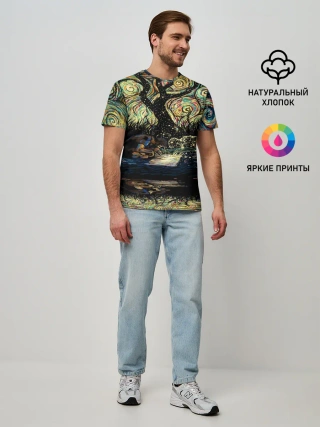 Мужская базовая футболка / НОЧЬ В ЛЕСУ