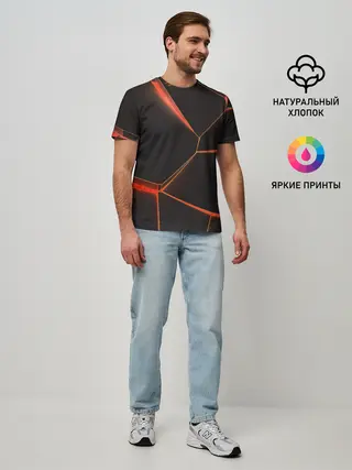 Мужская базовая футболка / Лава 3D