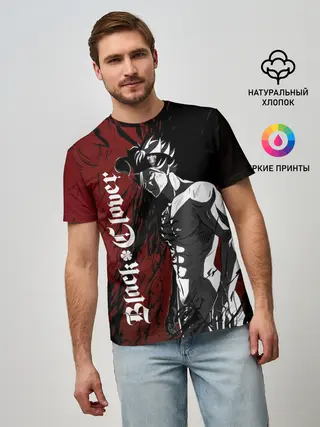 Мужская базовая футболка / Мощный торс Аста Чёрный клевер