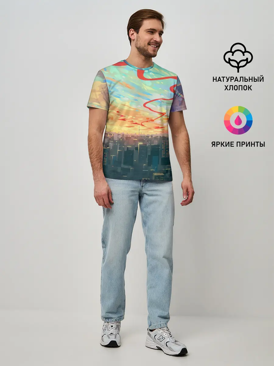 Мужская базовая футболка / Токио красками