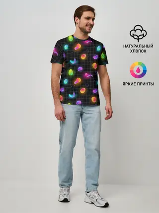 Мужская базовая футболка / Ночные фонарики-светлячки