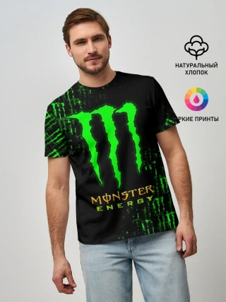 Мужская базовая футболка / MONSTER ENERGY NEON | МОНСТЕР НЕОН
