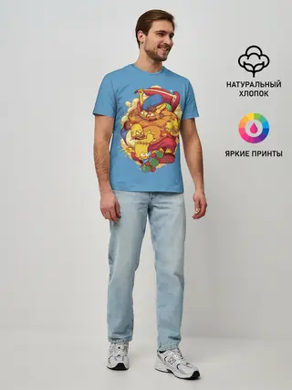Мужская базовая футболка / Драка с Симпсонами