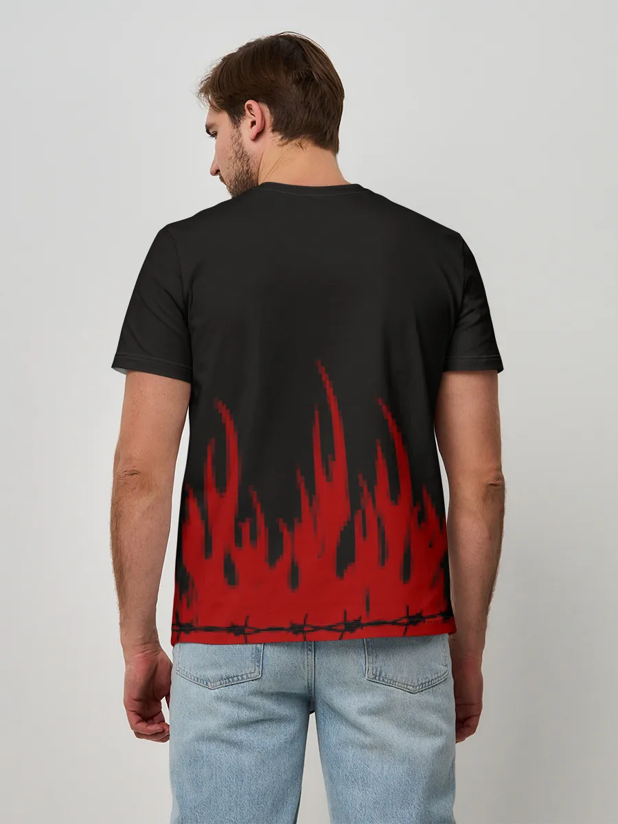Мужская базовая футболка / Pixel Fire