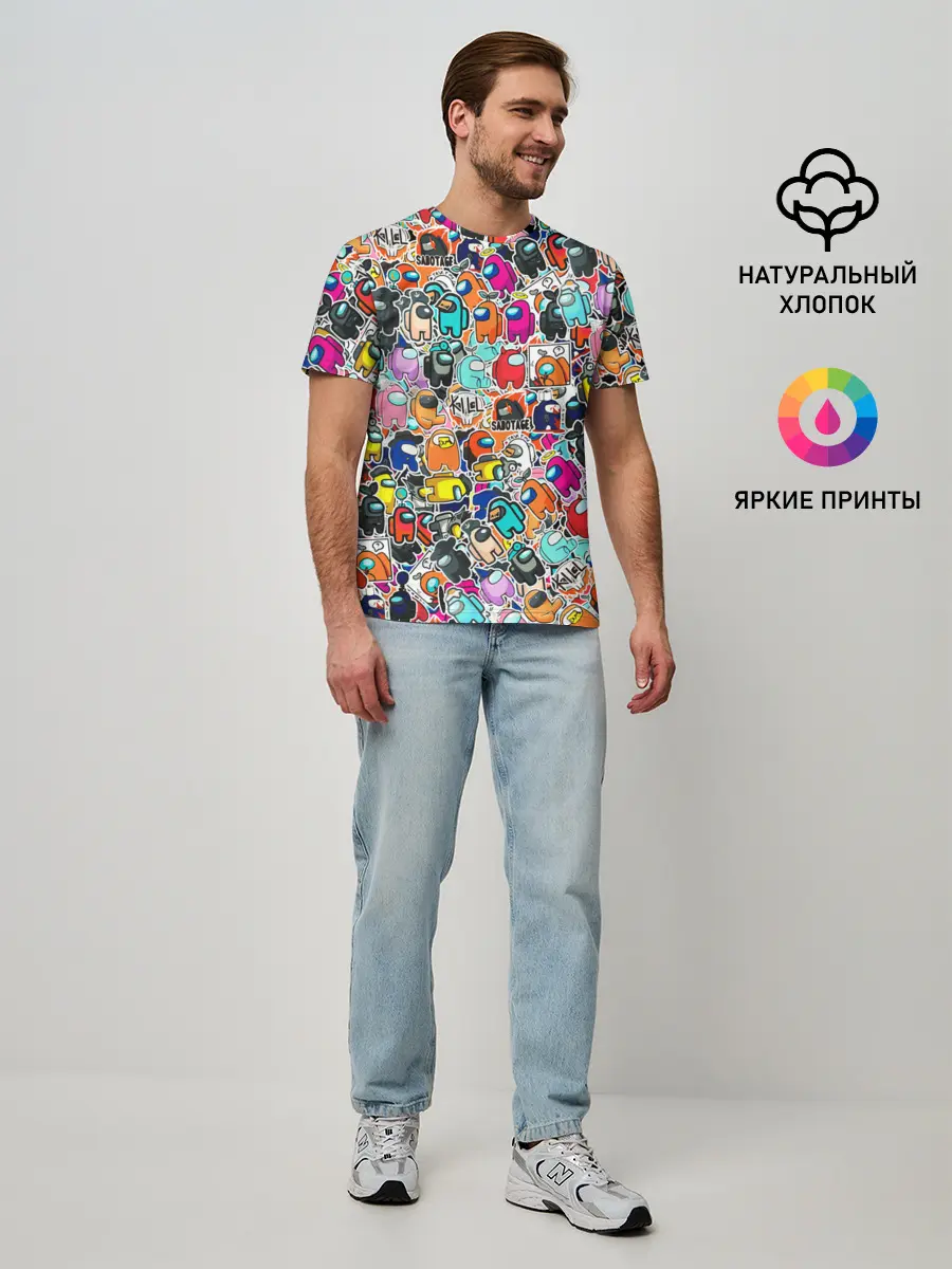 Мужская базовая футболка / Among Us sticker bombing