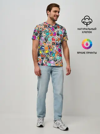 Мужская базовая футболка / Among Us sticker bombing