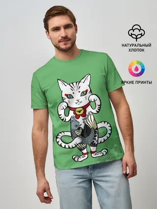 Мужская базовая футболка / ЯПОНСКИЙ КОТ | JAPANESE CAT