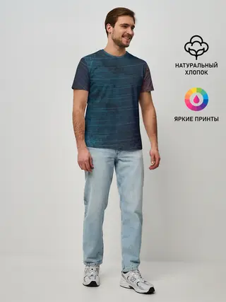 Мужская базовая футболка / Texture. Blue Ripples