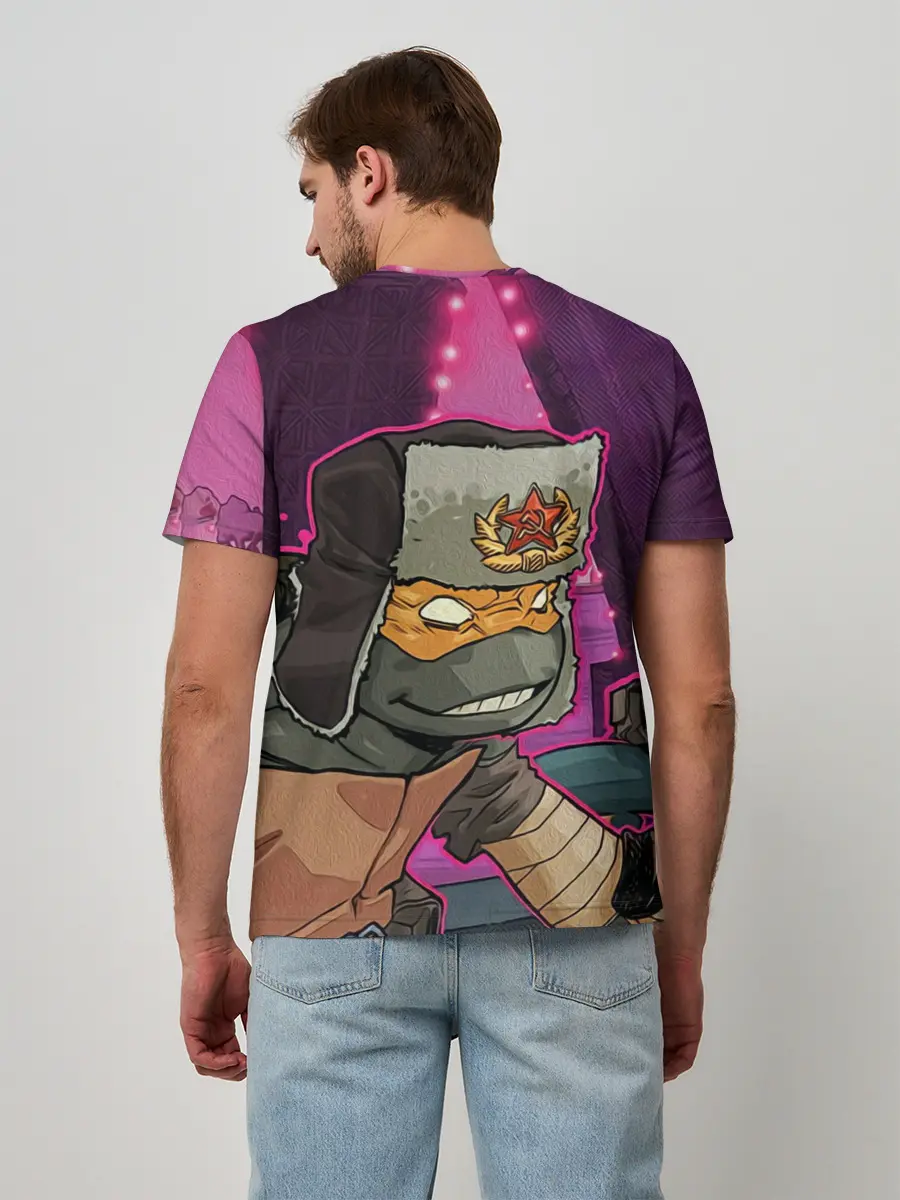 Мужская базовая футболка / ЧЕРЕПАШКА В УШАНКЕ НИНДЗЯ