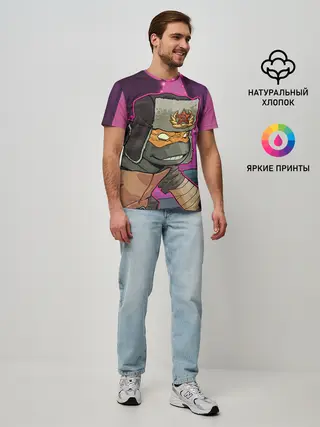 Мужская базовая футболка / ЧЕРЕПАШКА В УШАНКЕ НИНДЗЯ