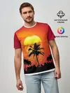 Мужская базовая футболка / Пальмы на фоне моря