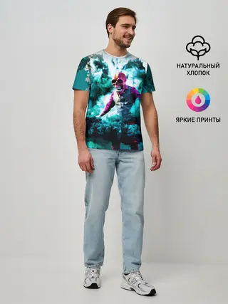 Мужская базовая футболка / Череп в дыму