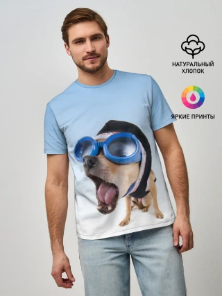 Мужская базовая футболка / собака в очках