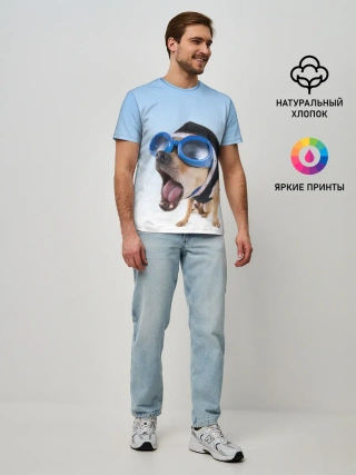 Мужская базовая футболка / собака в очках