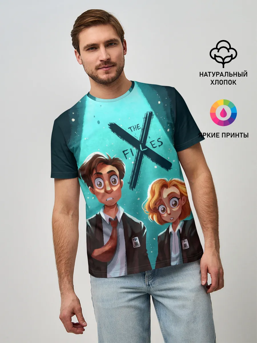 Мужская базовая футболка / Fox Mulder and Dana Scully