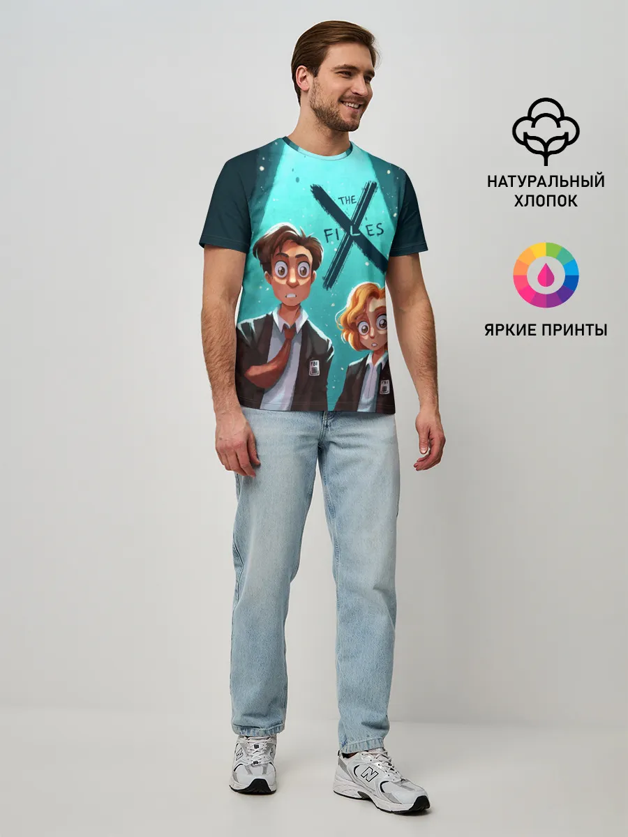 Мужская базовая футболка / Fox Mulder and Dana Scully